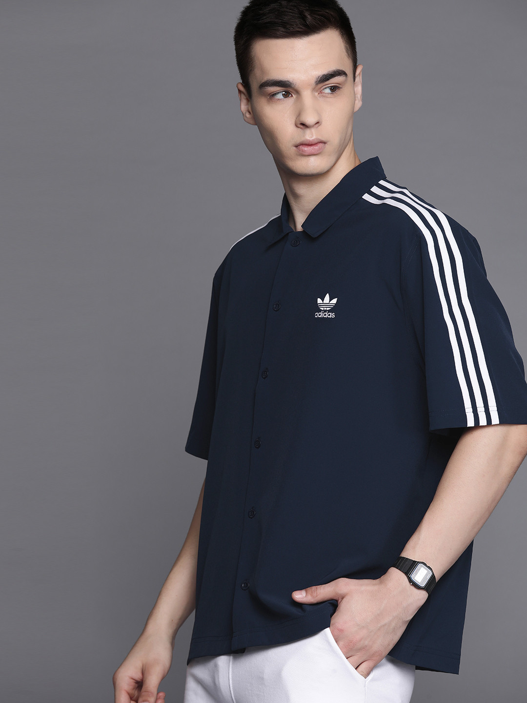 

ADIDAS Originals Men Classic Opaque Casual Shirt, Navy blue