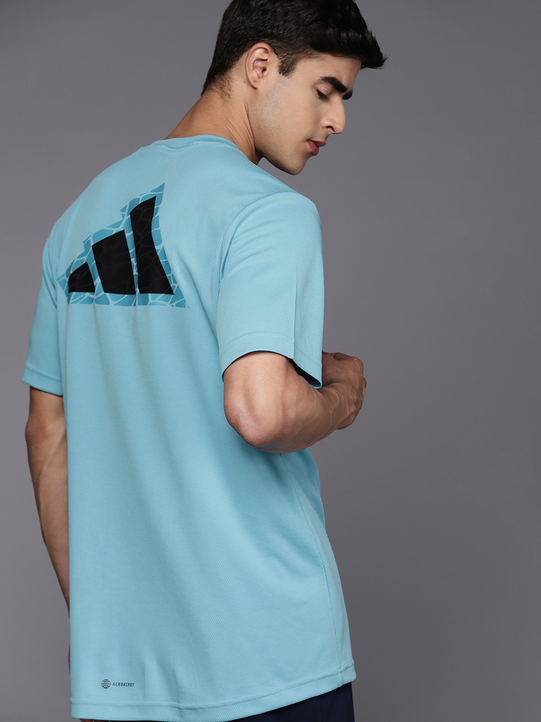 

ADIDAS Men Aeroready Workout Base Logo T-shirt, Blue