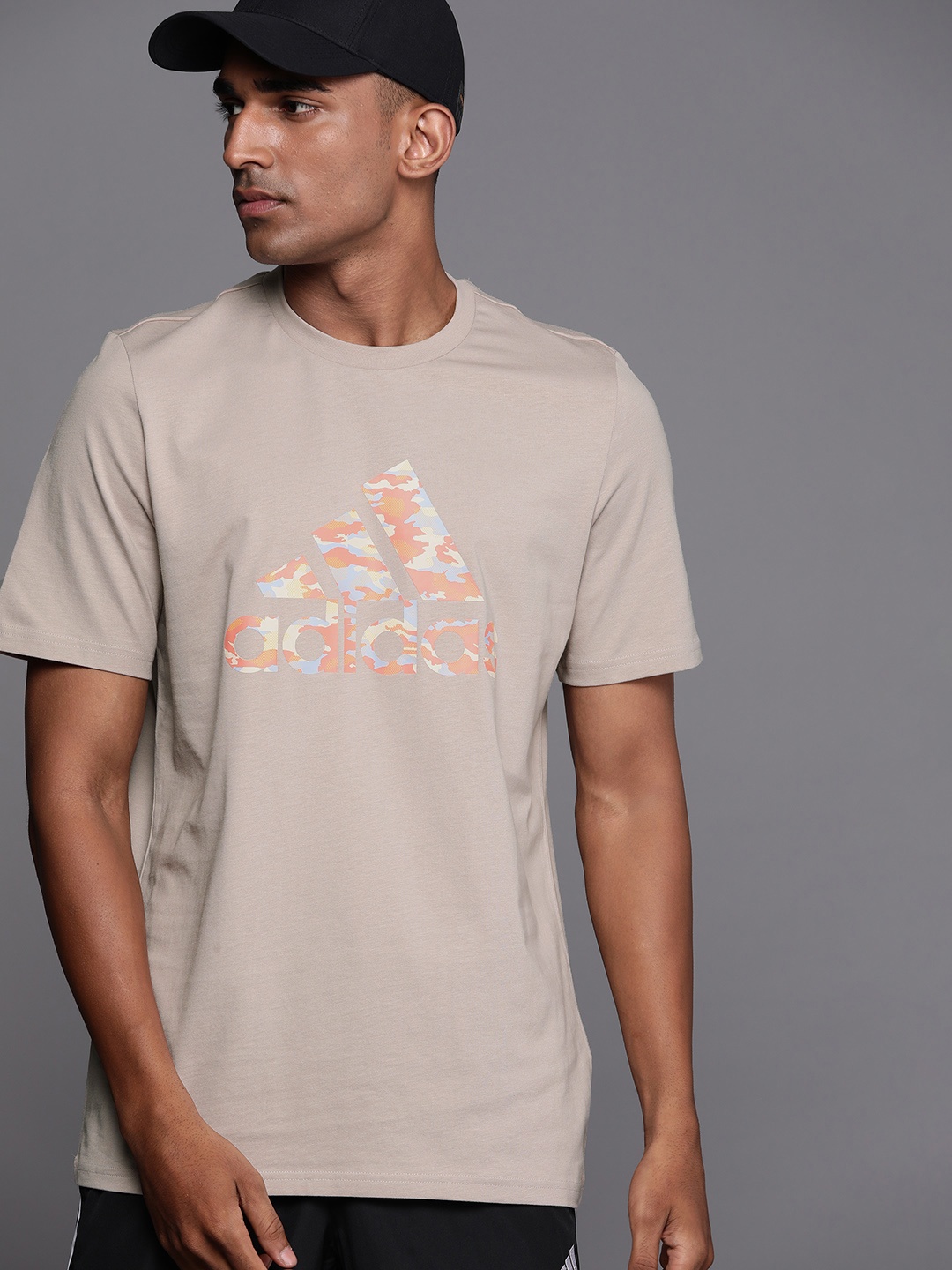 

ADIDAS Men Camo Graphic Brand Logo Print T-shirt, Taupe
