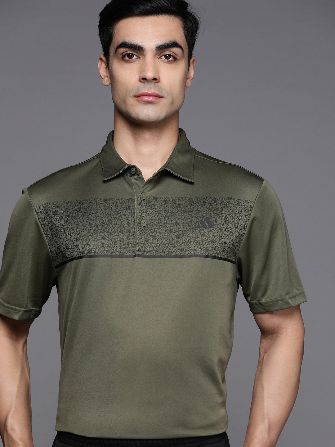

ADIDAS Chest-Print Polo T-Shirt, Green