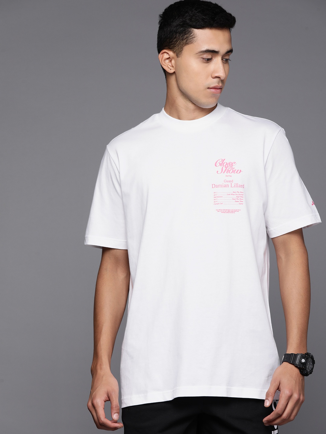 

ADIDAS Dame 9 TEE Typography Printed Pure Cotton T-shirt, White