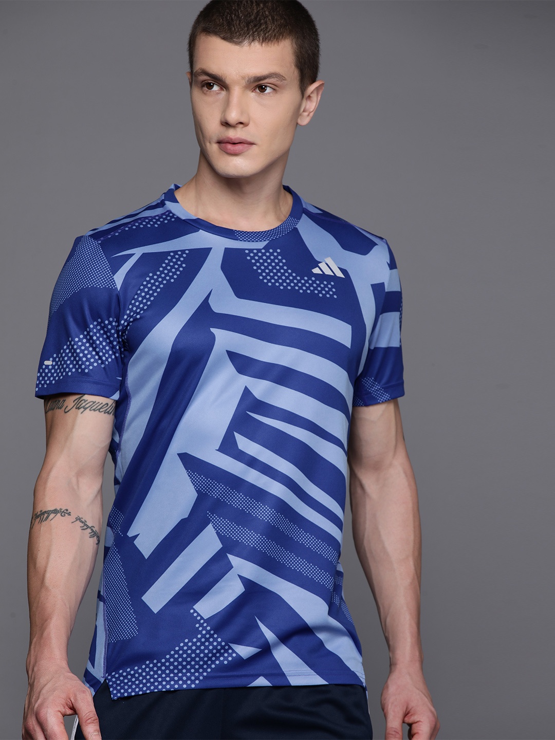 

ADIDAS Own The Run Seasonal Printed T-shirt, Blue