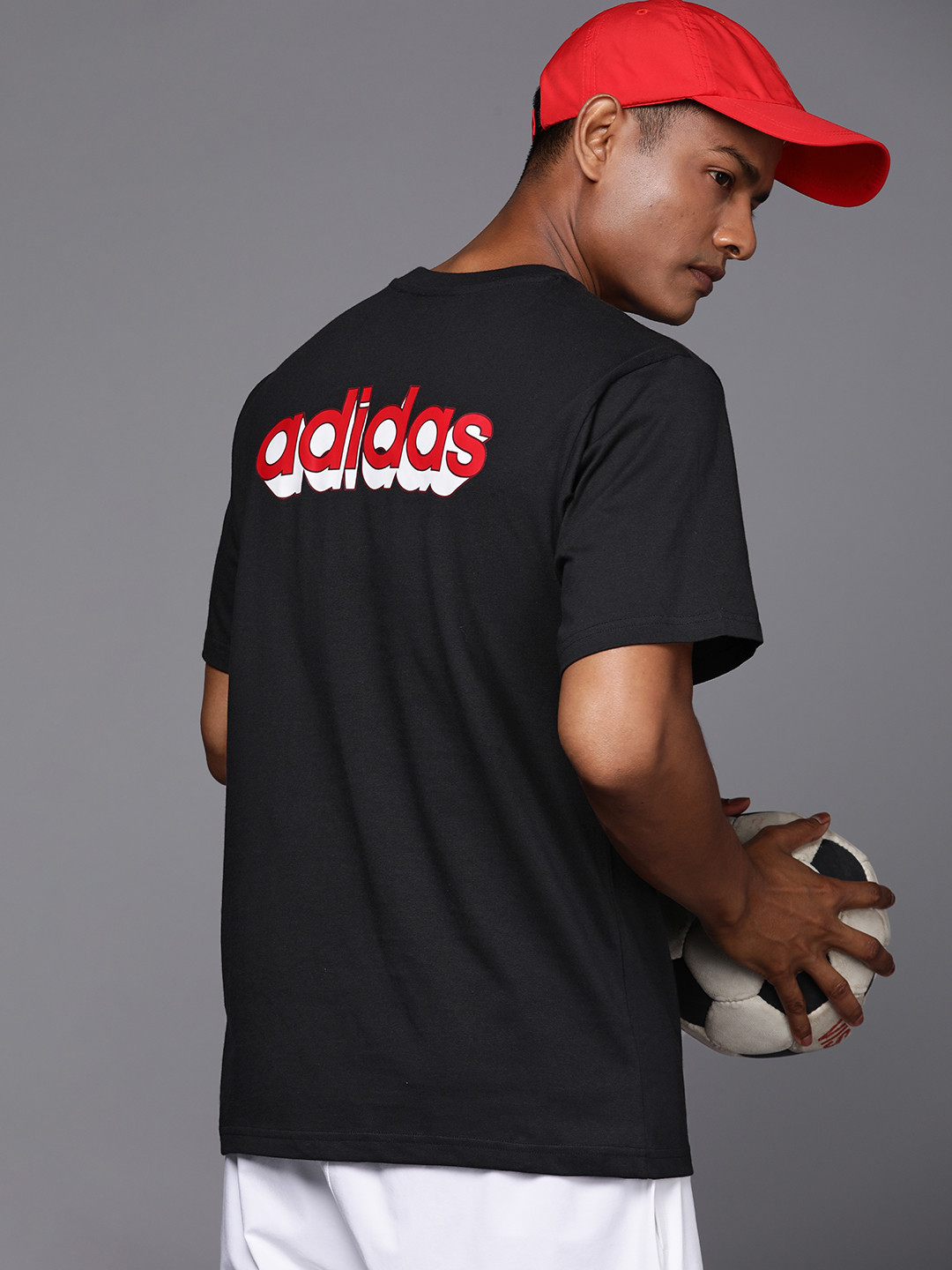 

ADIDAS Originals 3D Power Trefoil Brand Logo Printed Pure Cotton T-shirt, Black