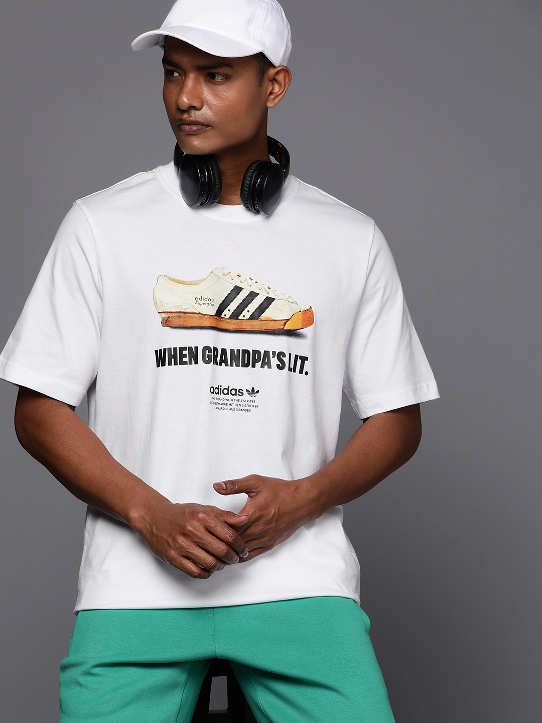 

ADIDAS Originals New Age Graphic & Brand Logo Printed Pure Cotton T-shirt, White