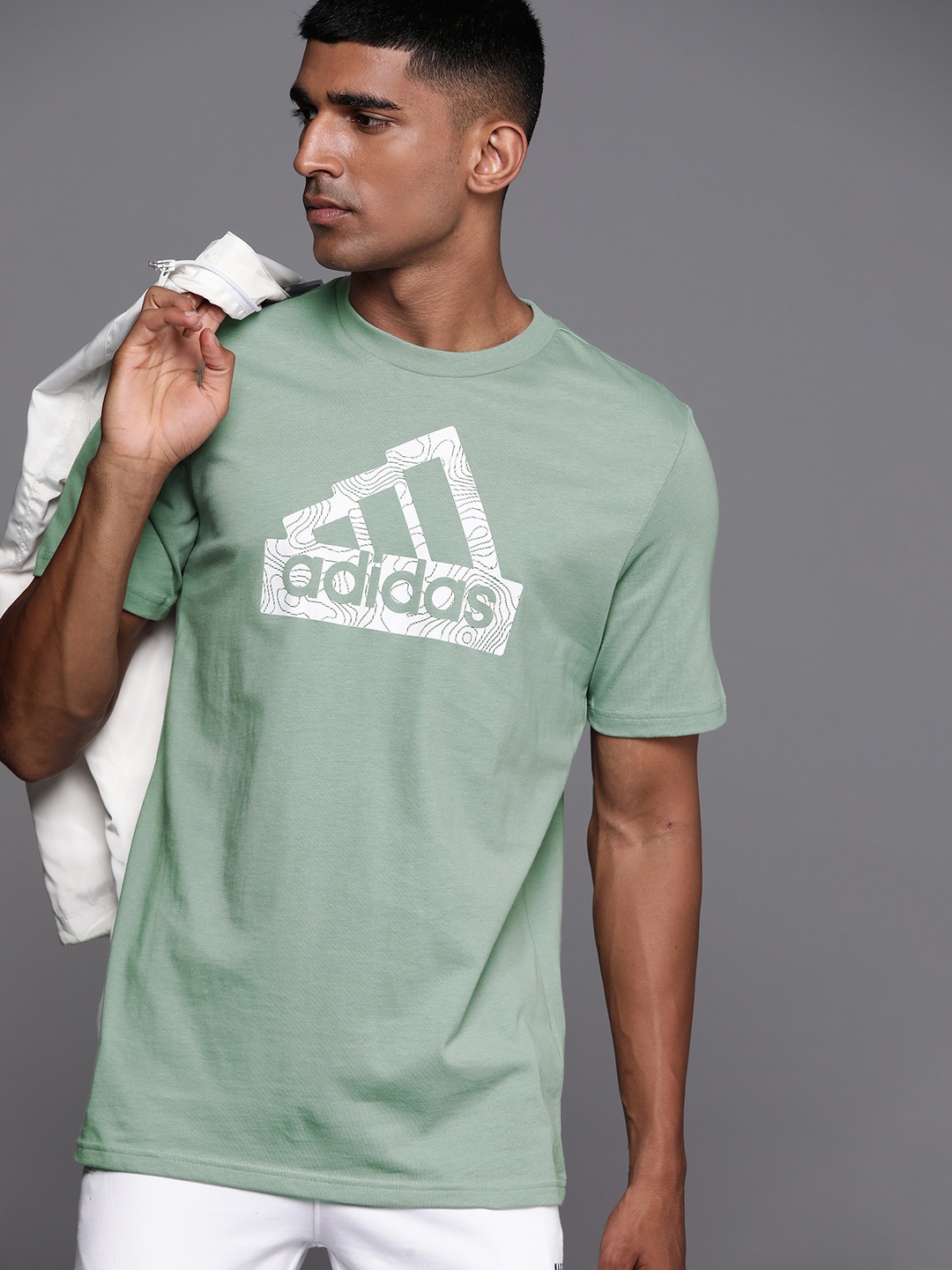 

ADIDAS Men Sustainable City Escape Graphic Brand Logo Printed T-shirt, Green