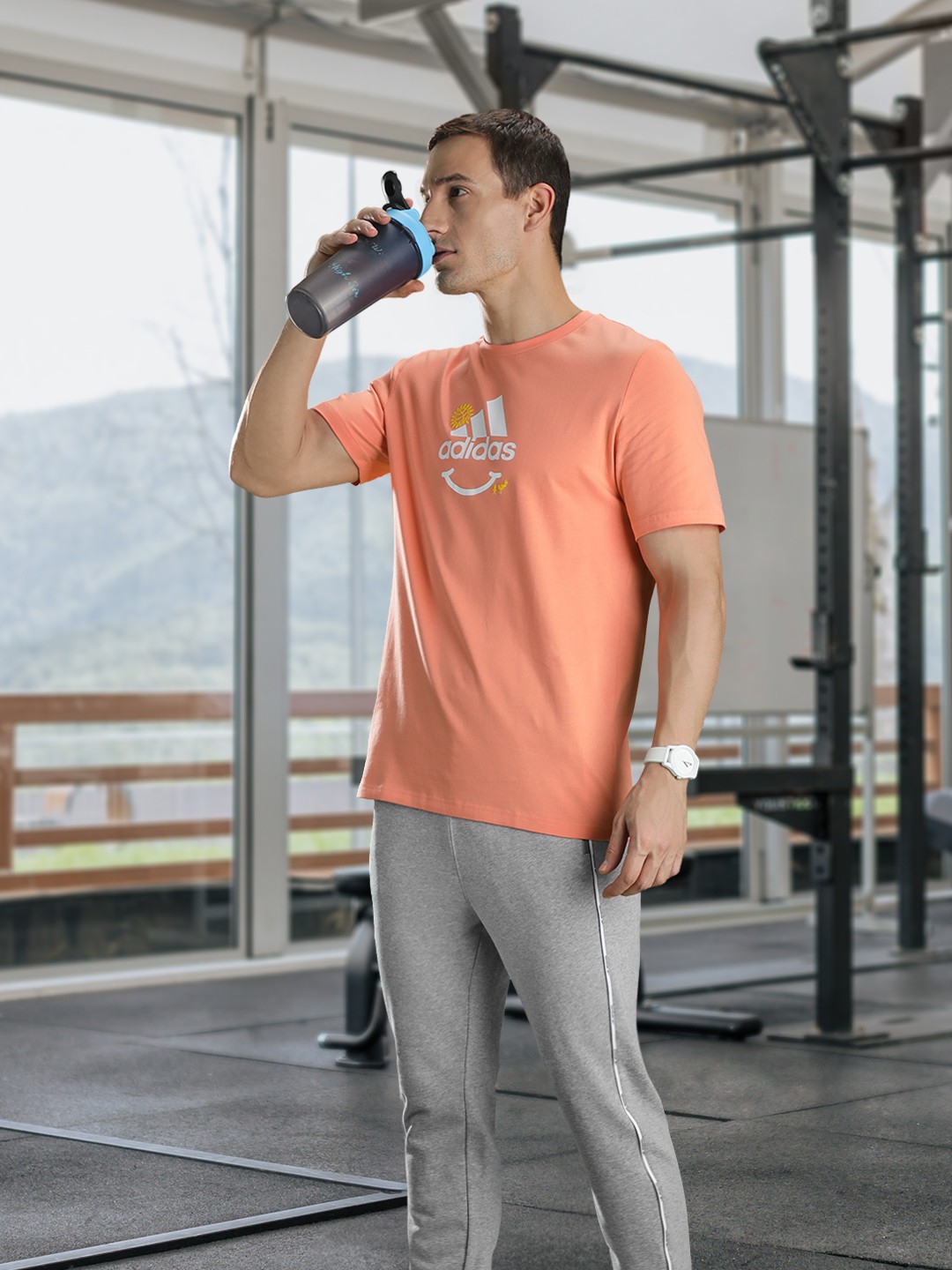 

ADIDAS Change Through Sports Graphic Brand Logo Printed Pure Cotton T-shirt, Orange