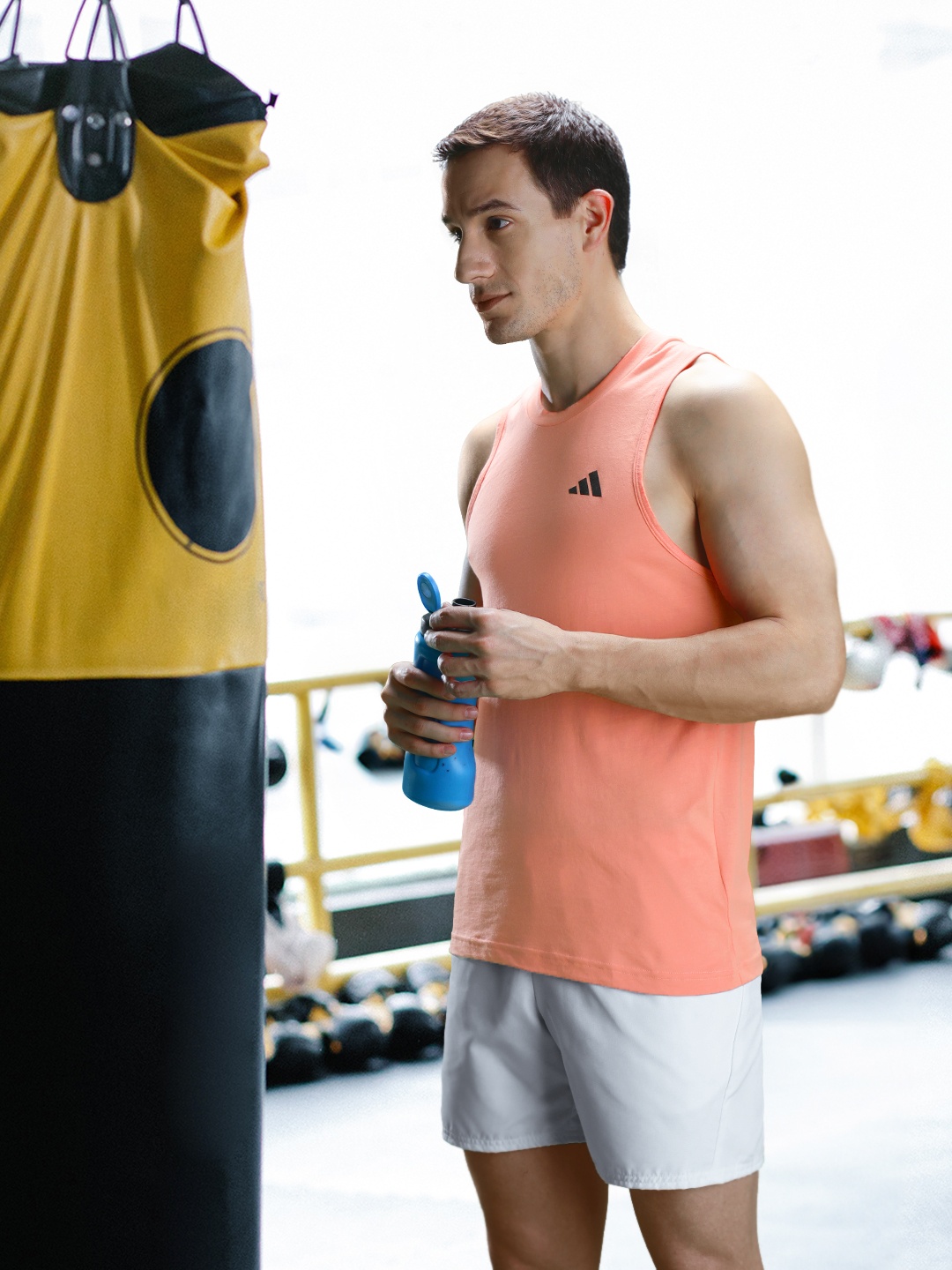 

ADIDAS Men TR-ES FR Sleeveless Slim Fit T-shirt, Coral