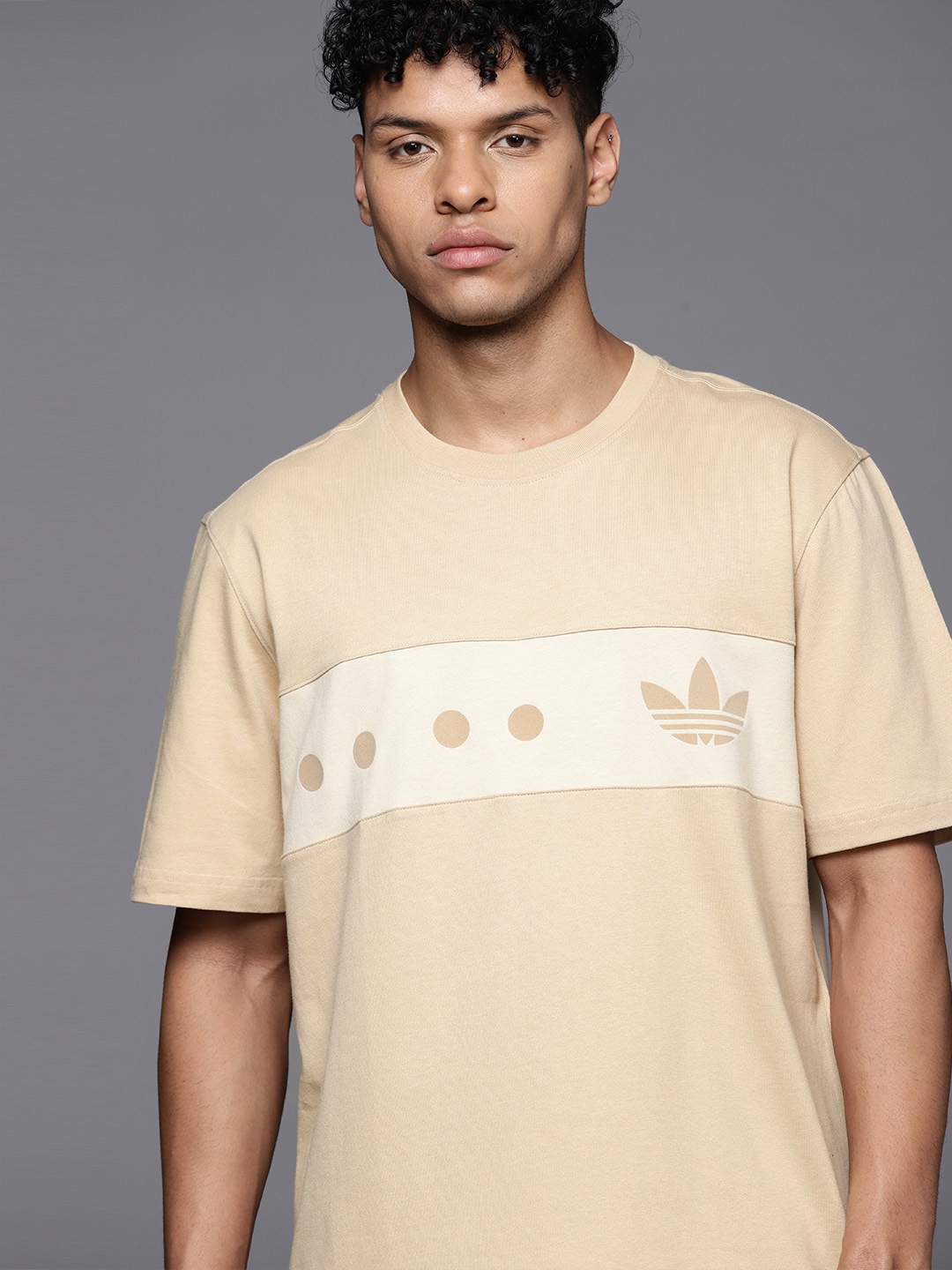 

ADIDAS Originals Sustainable Rifta City Brand Logo Printed Pure Cotton T-shirt, Beige