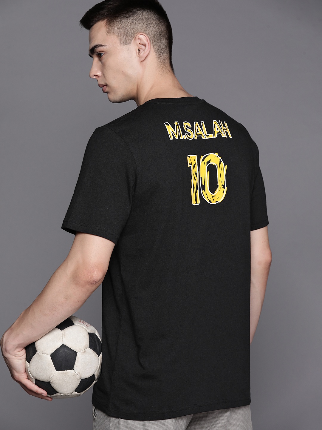 

ADIDAS Sustainable Pure Cotton M. SALAH Typography Printed Football T-shirt, Black