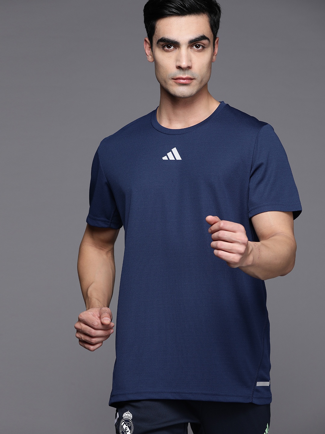

ADIDAS Brand Logo Printed Aeroready T-shirt, Navy blue