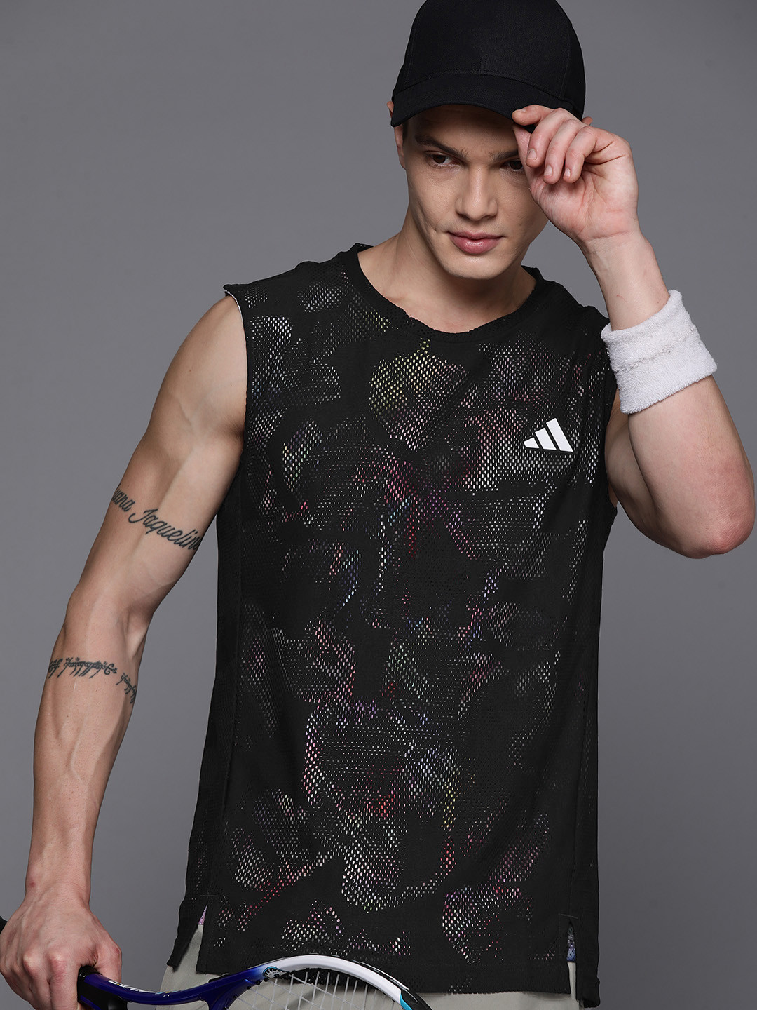 

ADIDAS Melbourne Sleeveless Mesh Tennis T-shirt, Black