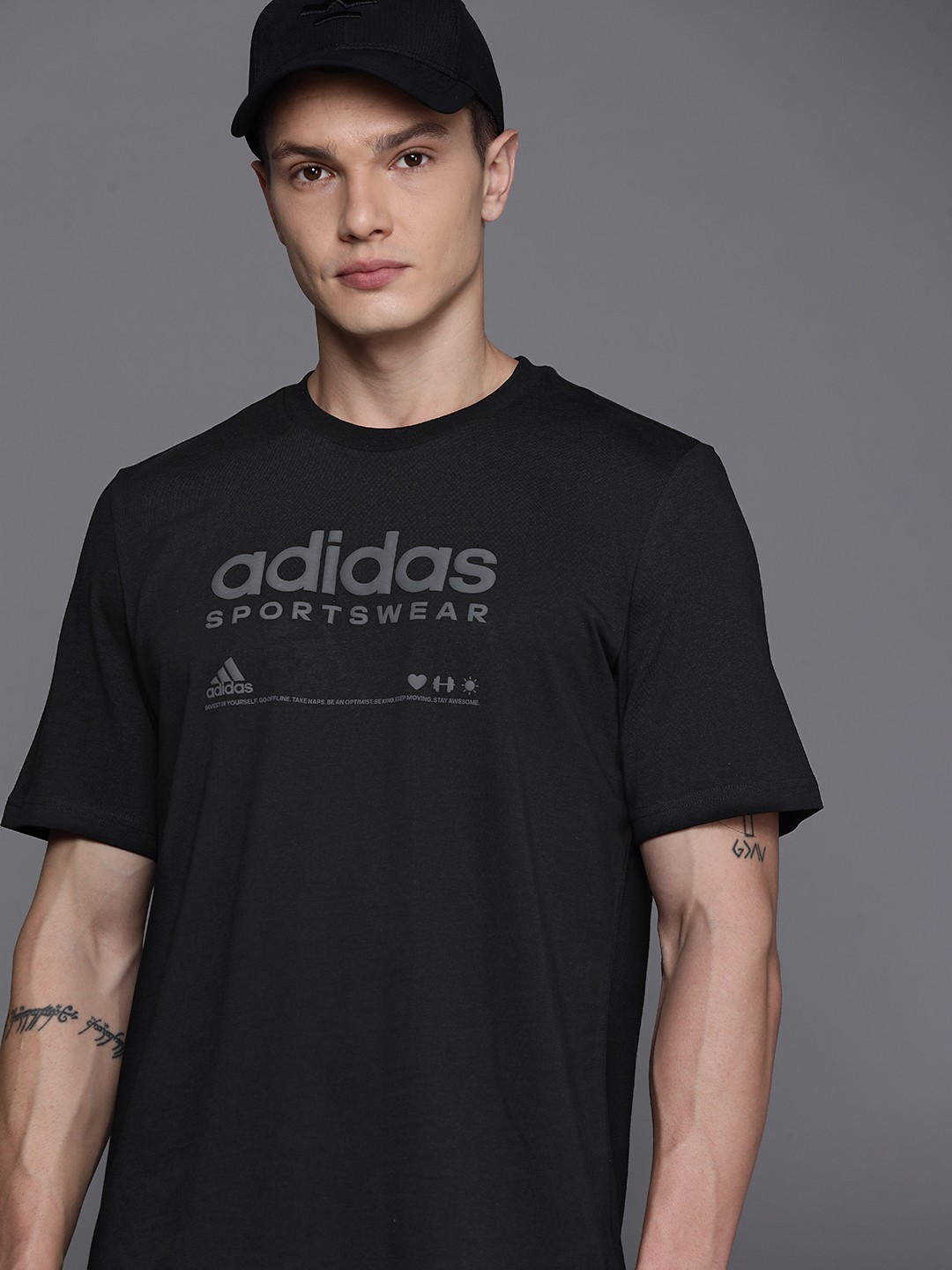 

ADIDAS Lounge Graphic Cotton T-Shirt, Black