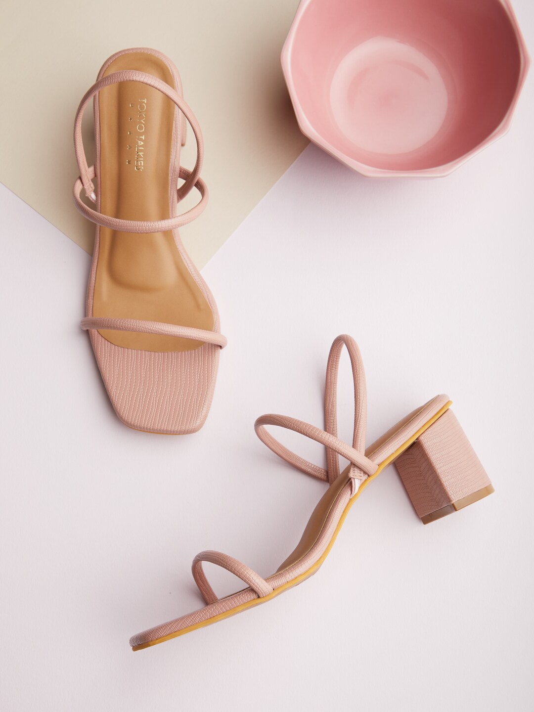 

Tokyo Talkies Peach-Coloured Square Toe Block Heels