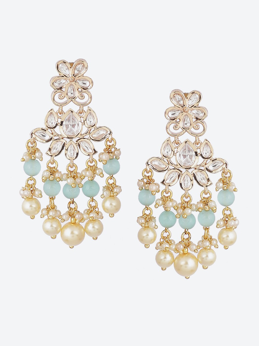 

Biba Green & Gold-Plated Contemporary Chandbalis Earrings