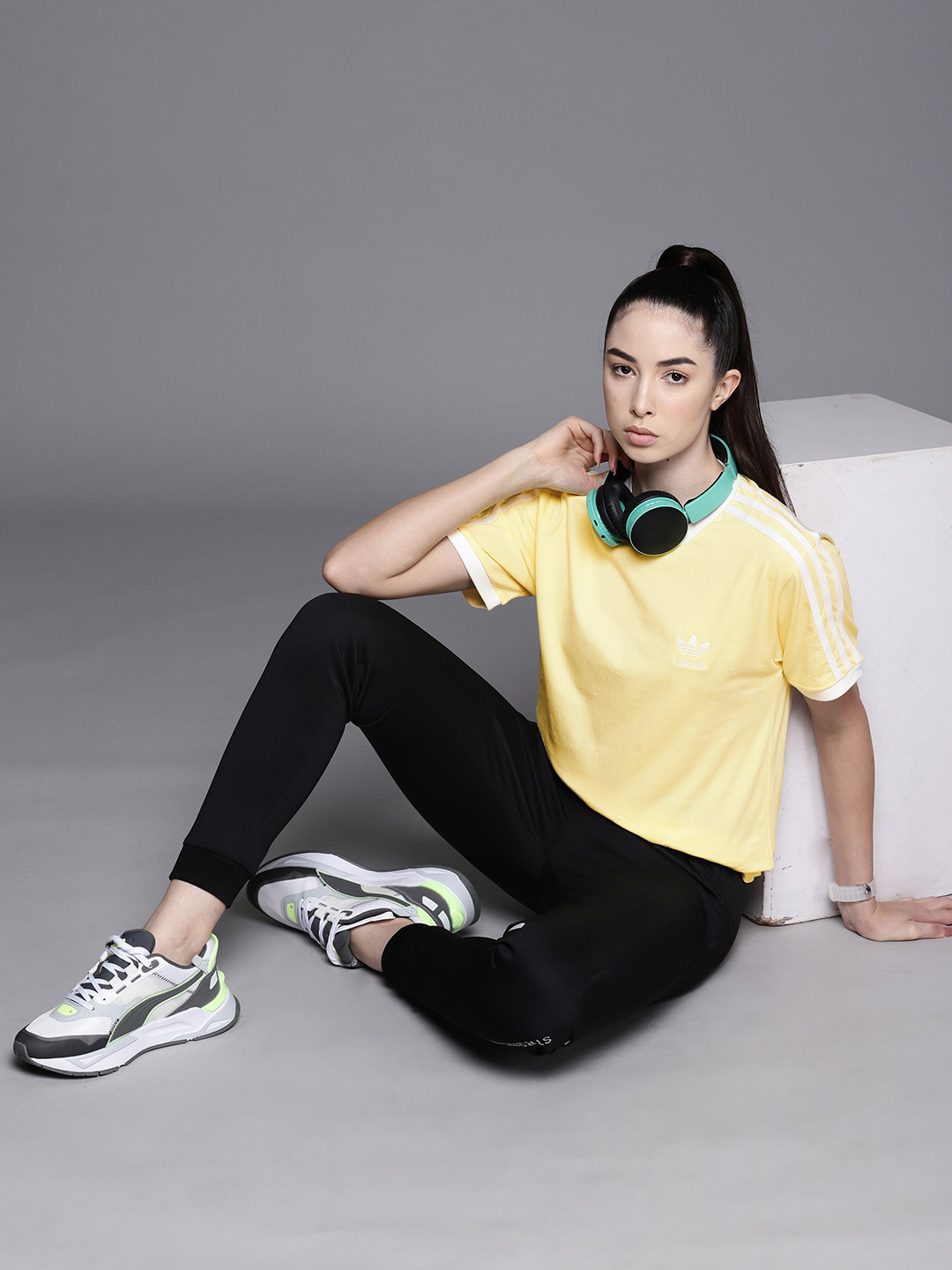 

ADIDAS Originals 2 Stripes Pure Cotton T-shirt, Yellow