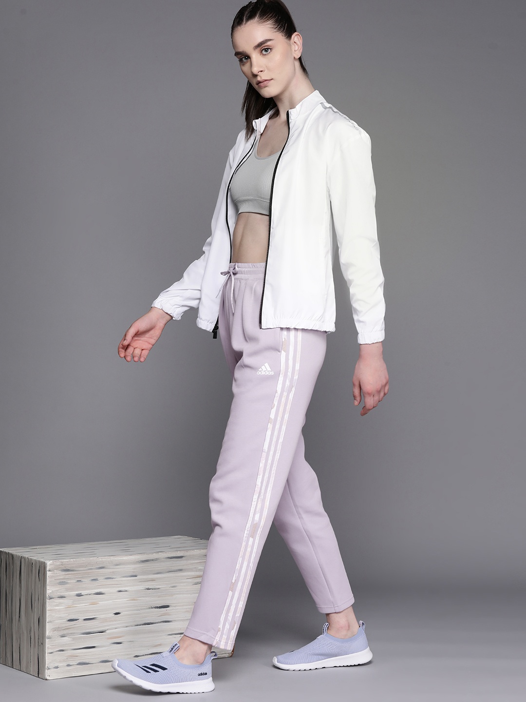 

ADIDAS Women 3-Stripes Regular Fit Track Pants, Lavender