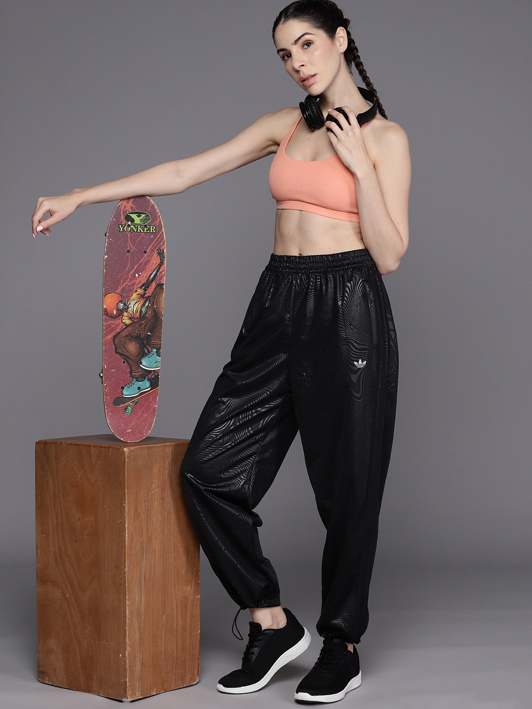

ADIDAS Originals Women Marble Printed Firebird Joggers, Black