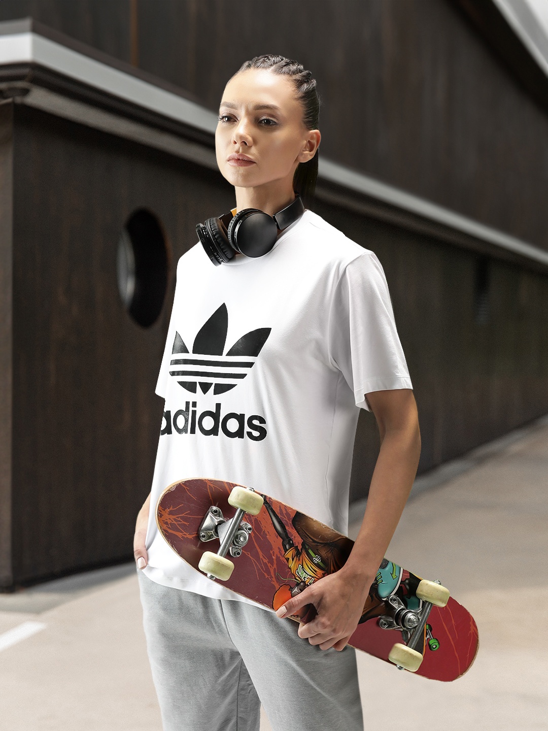 

ADIDAS Originals Adicolor Classics Trefoil Brand Logo Printed T-shirt, White