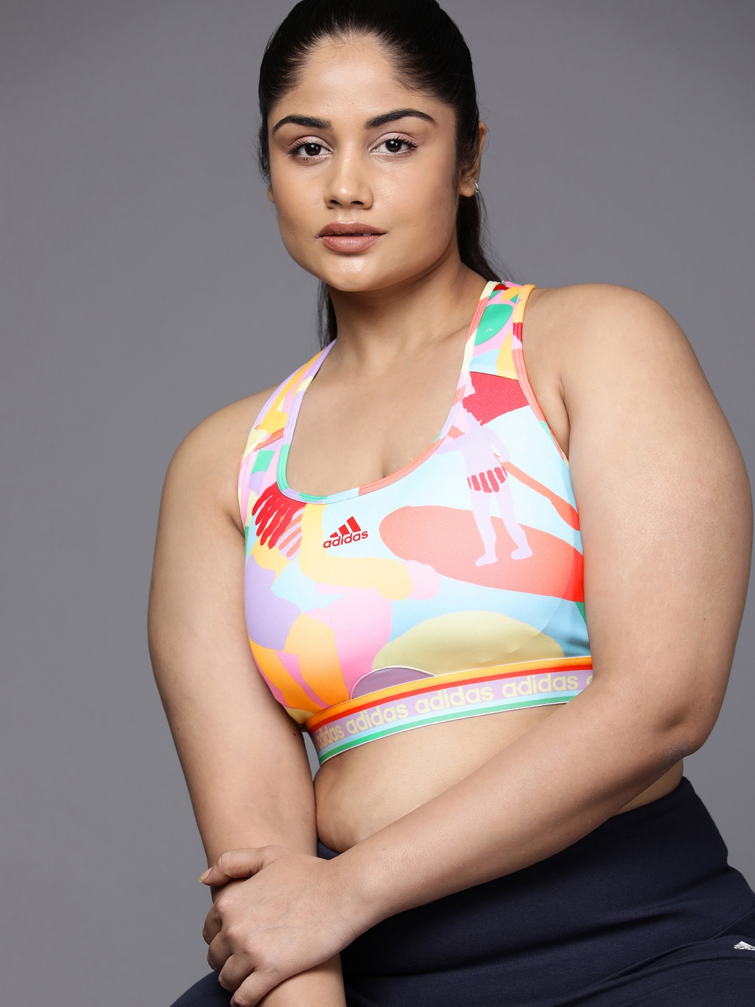 

ADIDAS X Farm Rio Medium-Support Plus Size Training Bra, Multi