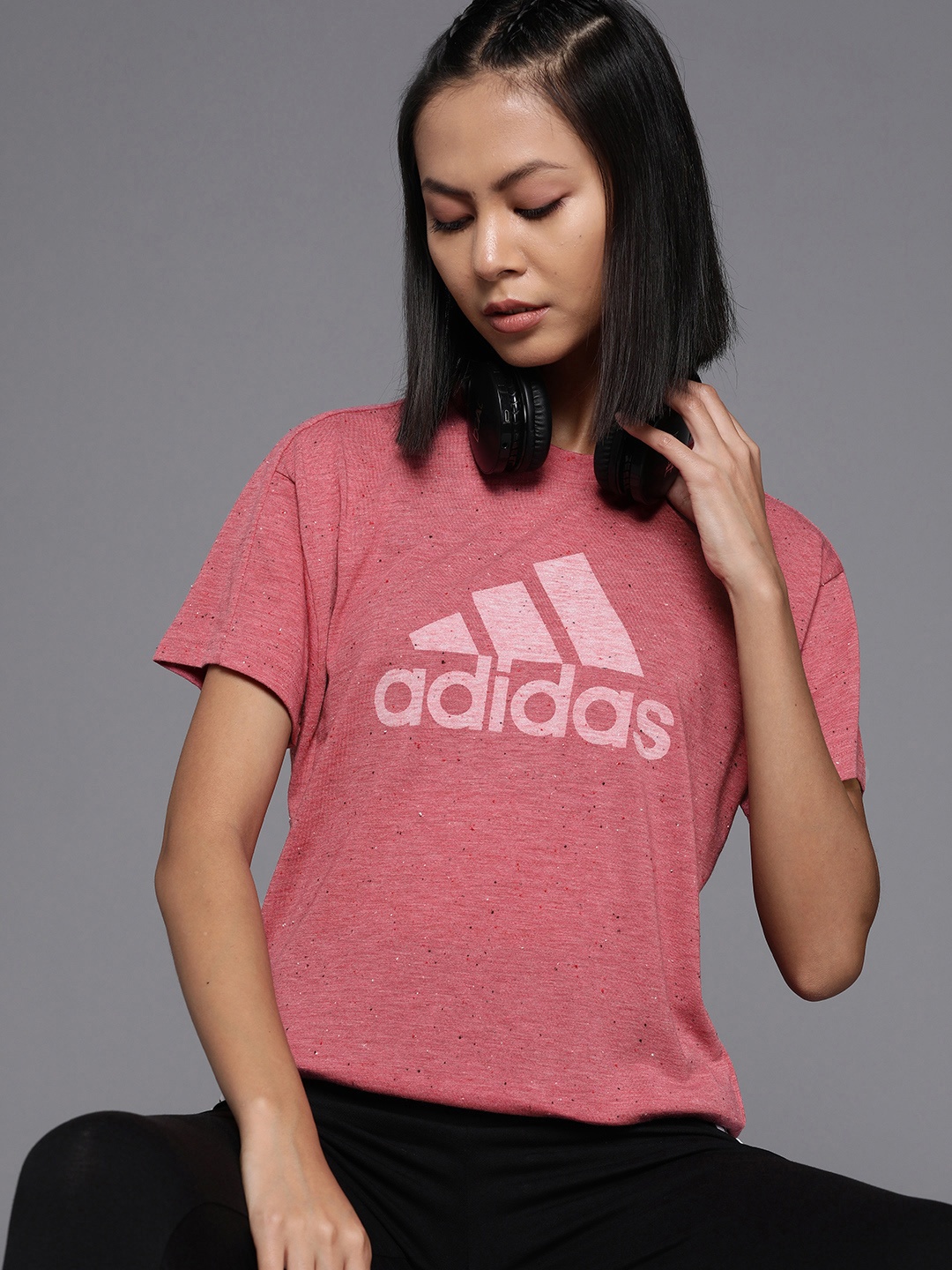 

ADIDAS Brand Logo Printed T-shirt, Pink