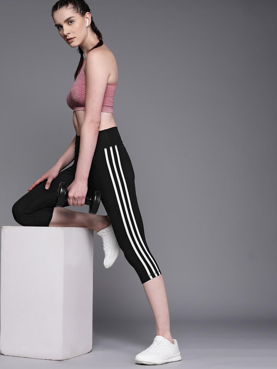 

ADIDAS Women TE 3 Striped 34 TIG Tights, Black