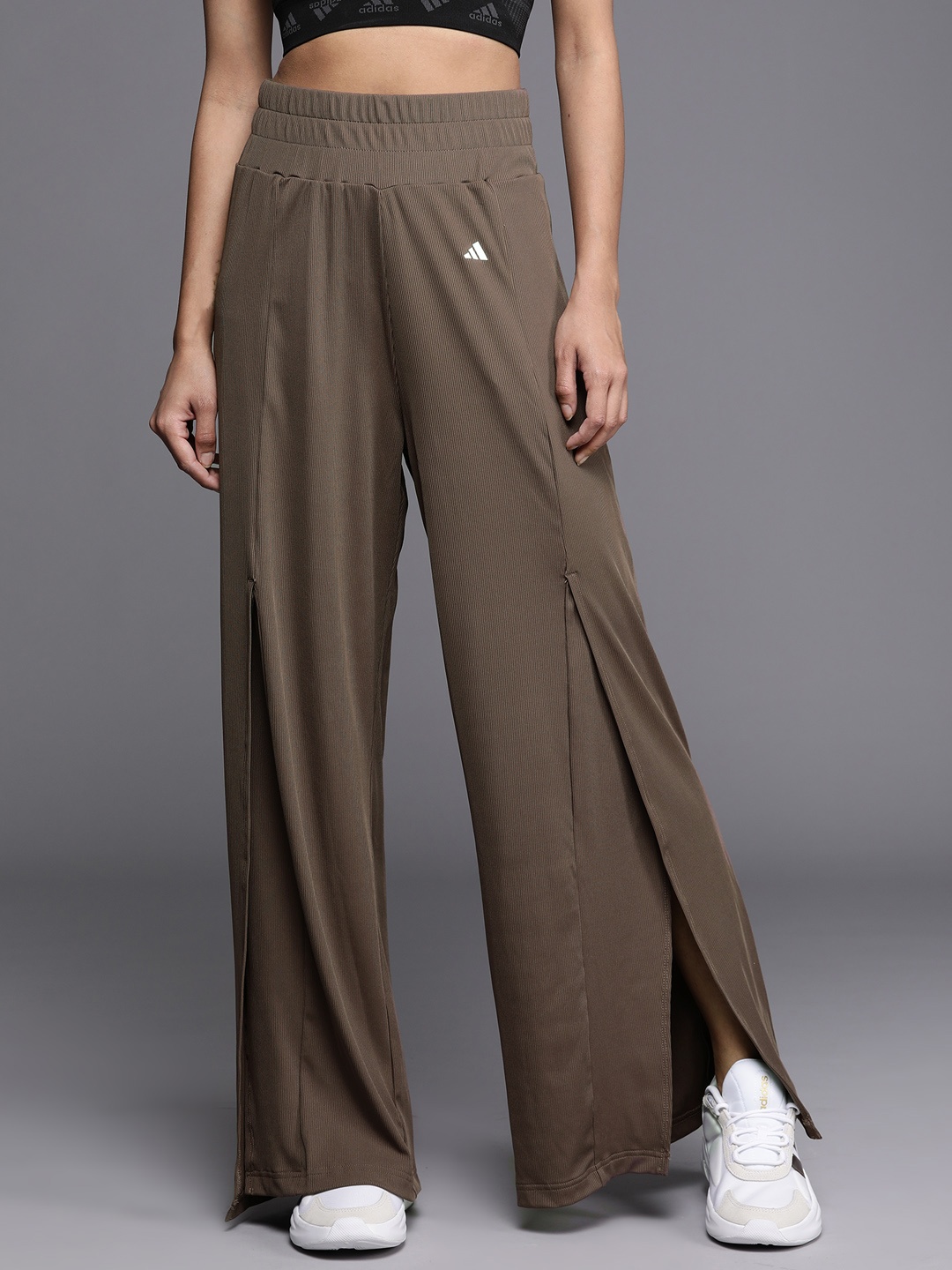 

ADIDAS Women High-Slits Training Flared Track Pants, Brown