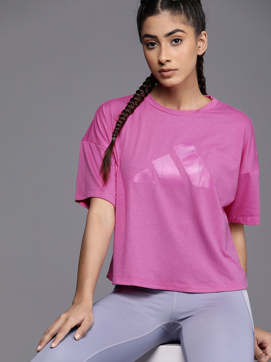 

ADIDAS Icons 3 Bar Logo Training T-shirt, Fuchsia