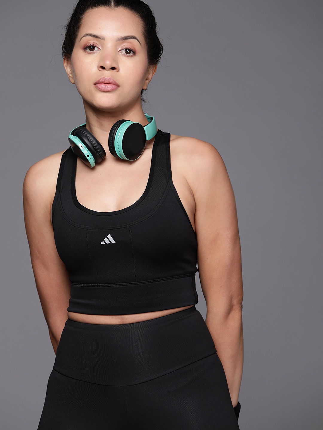 

ADIDAS Medium Support Running Pocket Aeroready Workout Bra, Black