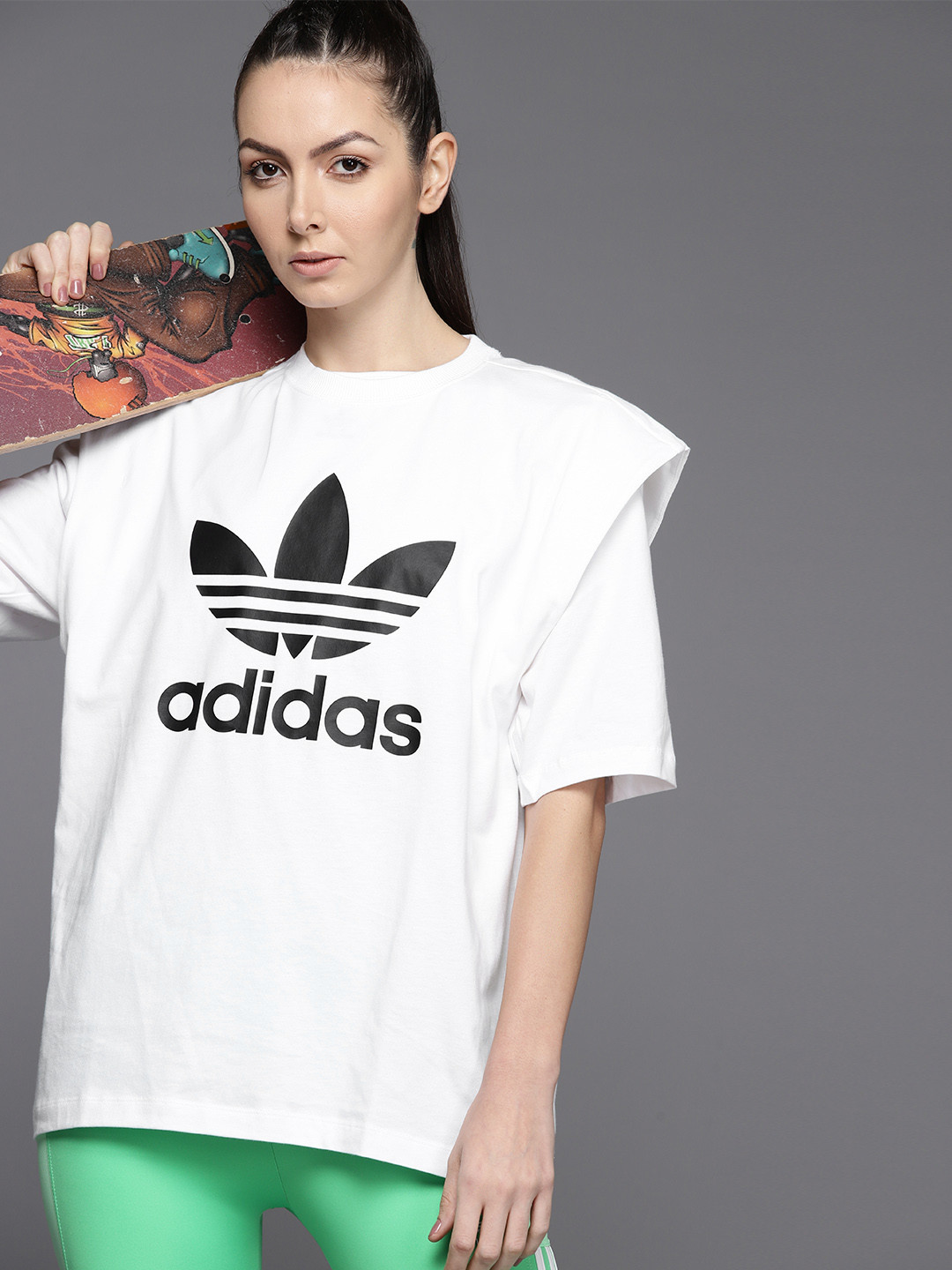 

ADIDAS Originals Pure Cotton Brand Logo Printed Two-piece Layered Style T-shirt, White
