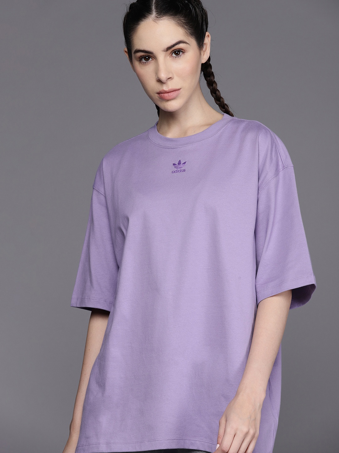 

ADIDAS Originals Brand Logo Applique Detail Pure Cotton T-Shirt, Lavender