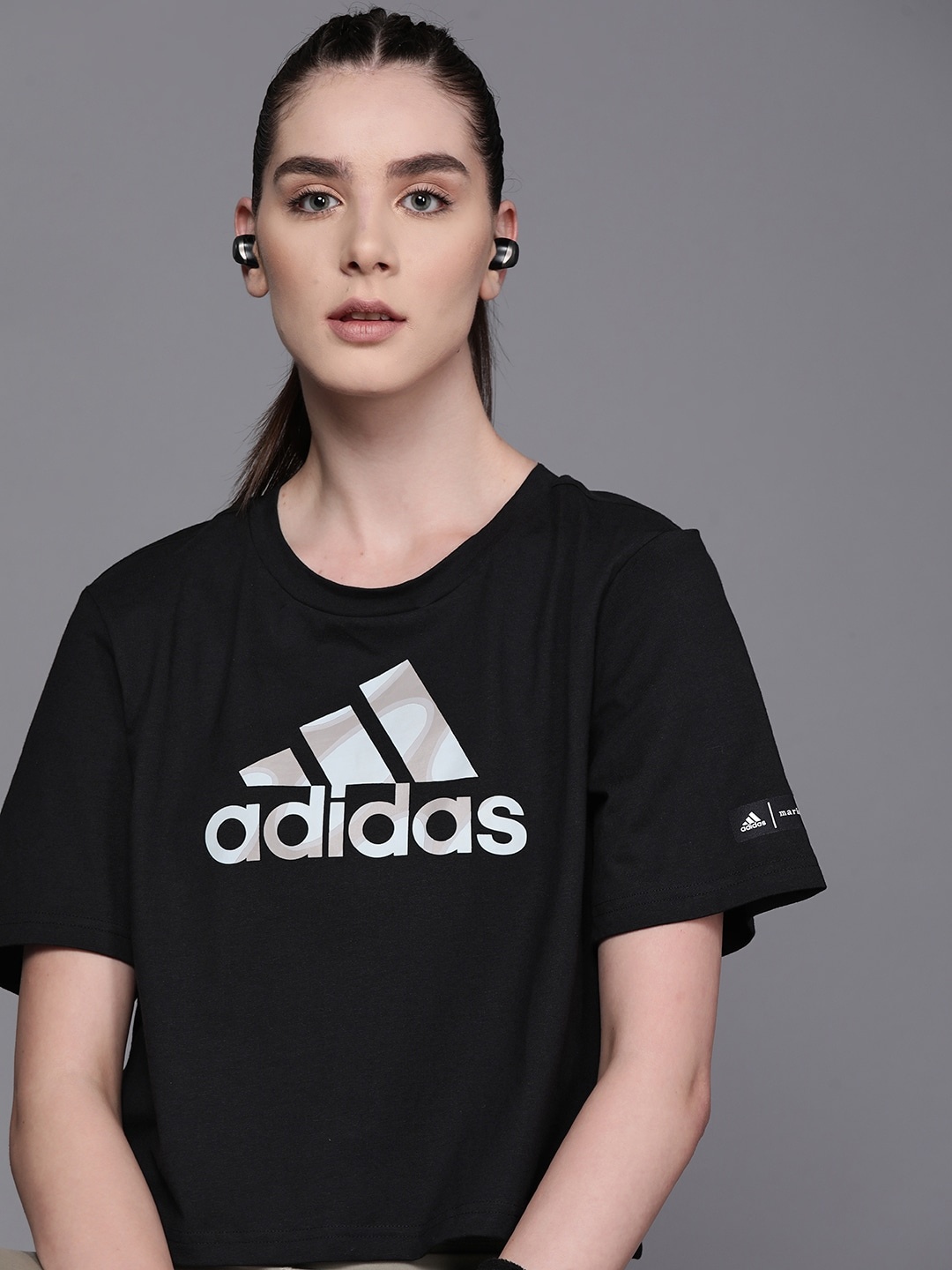 

ADIDAS Marimekko Pure Cotton Crop T-shirt, Black