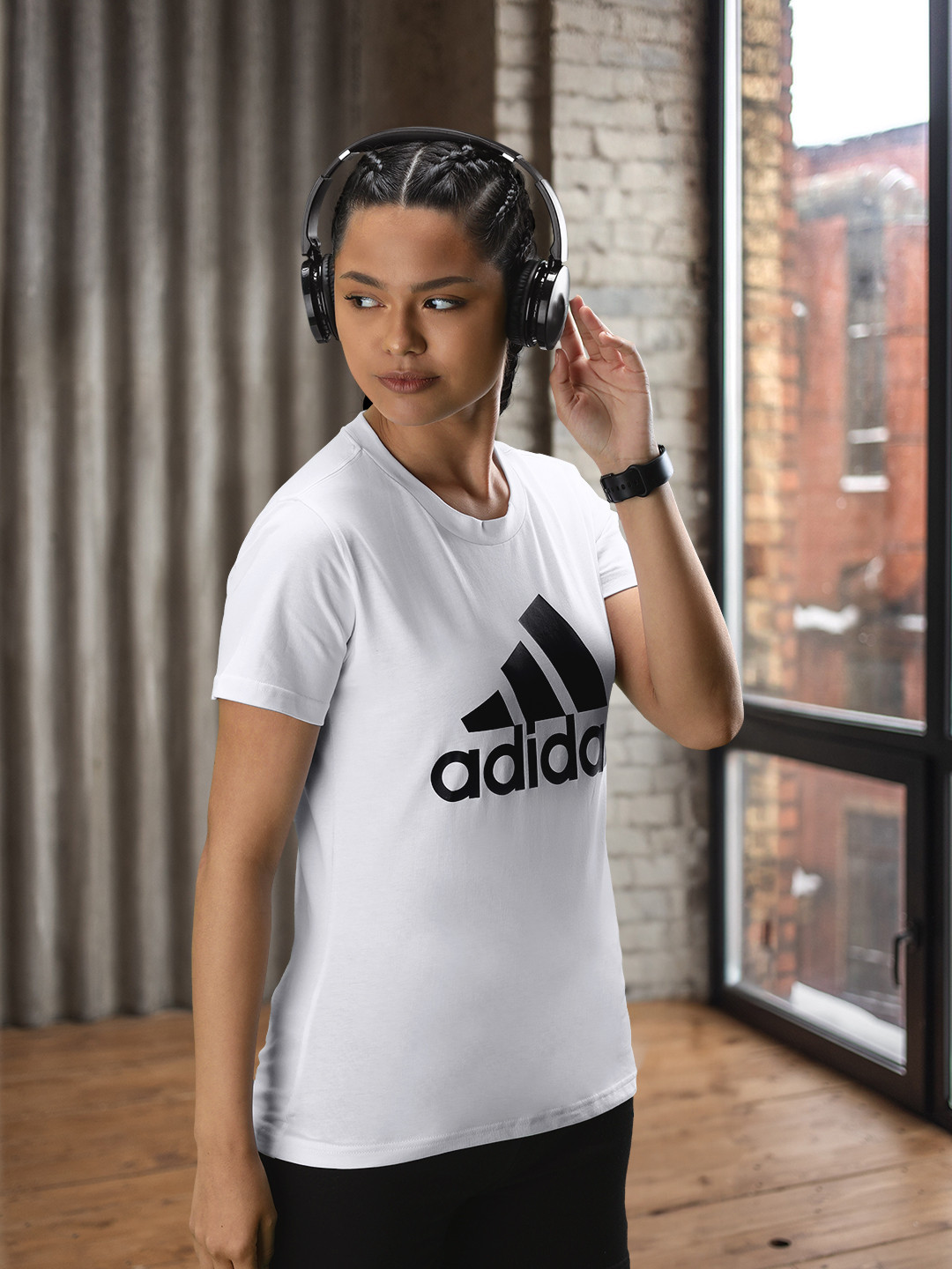 

ADIDAS Pure Cotton Brand Logo Printed T-shirt, White