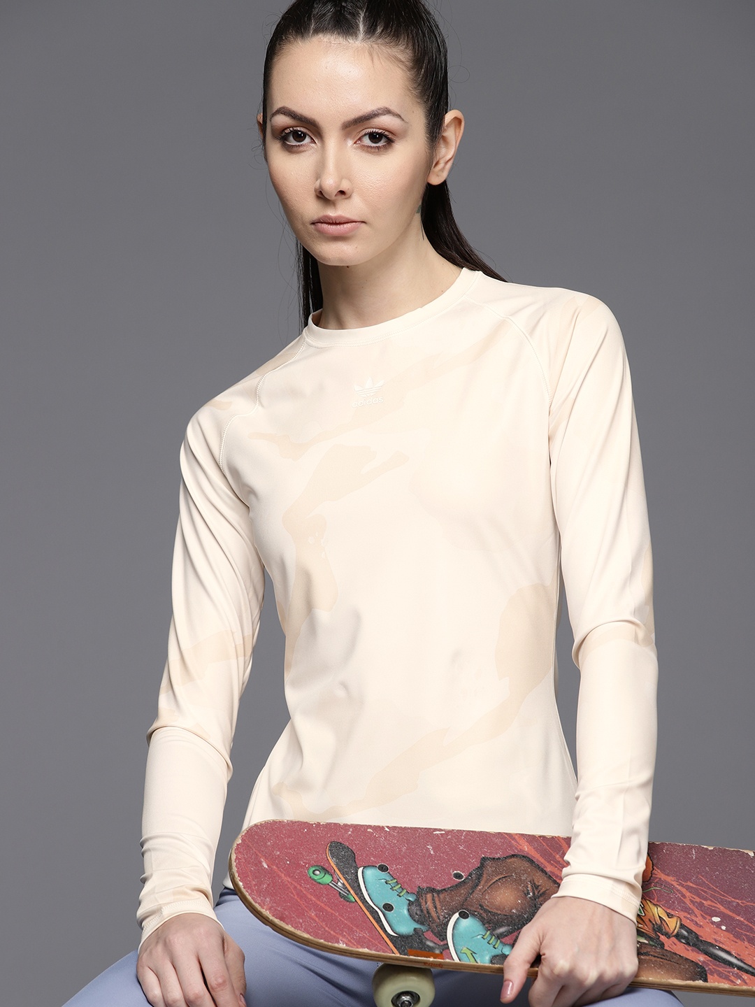 

ADIDAS Originals Abstract Printed Slim Fit T-shirt, Beige