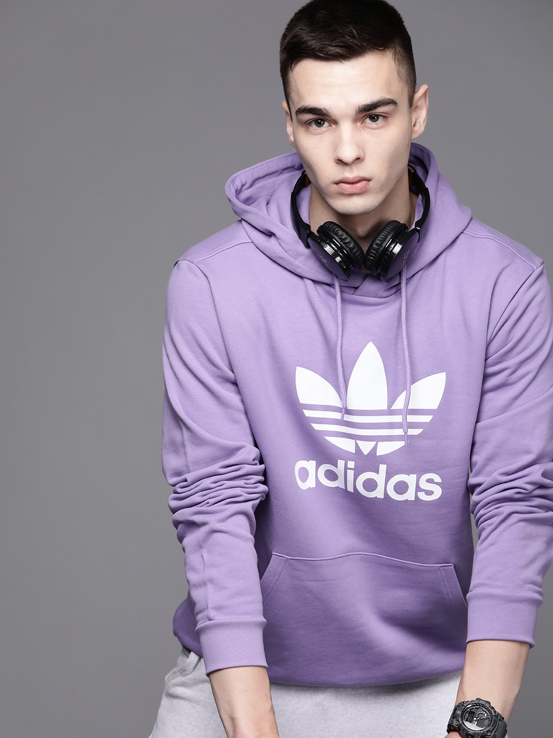 

ADIDAS Originals Adicolor Classics Trifoil Hooded Cotton Sweatshirt, Lavender