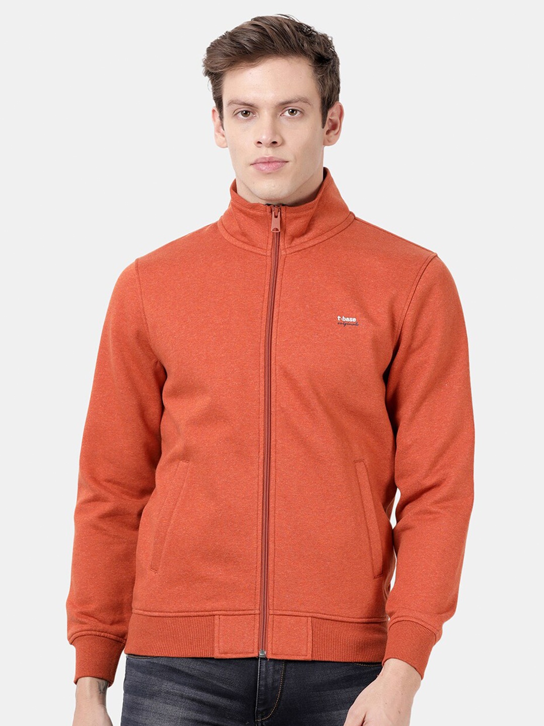 

t-base Men Rust Orange Solid Sweatshirt