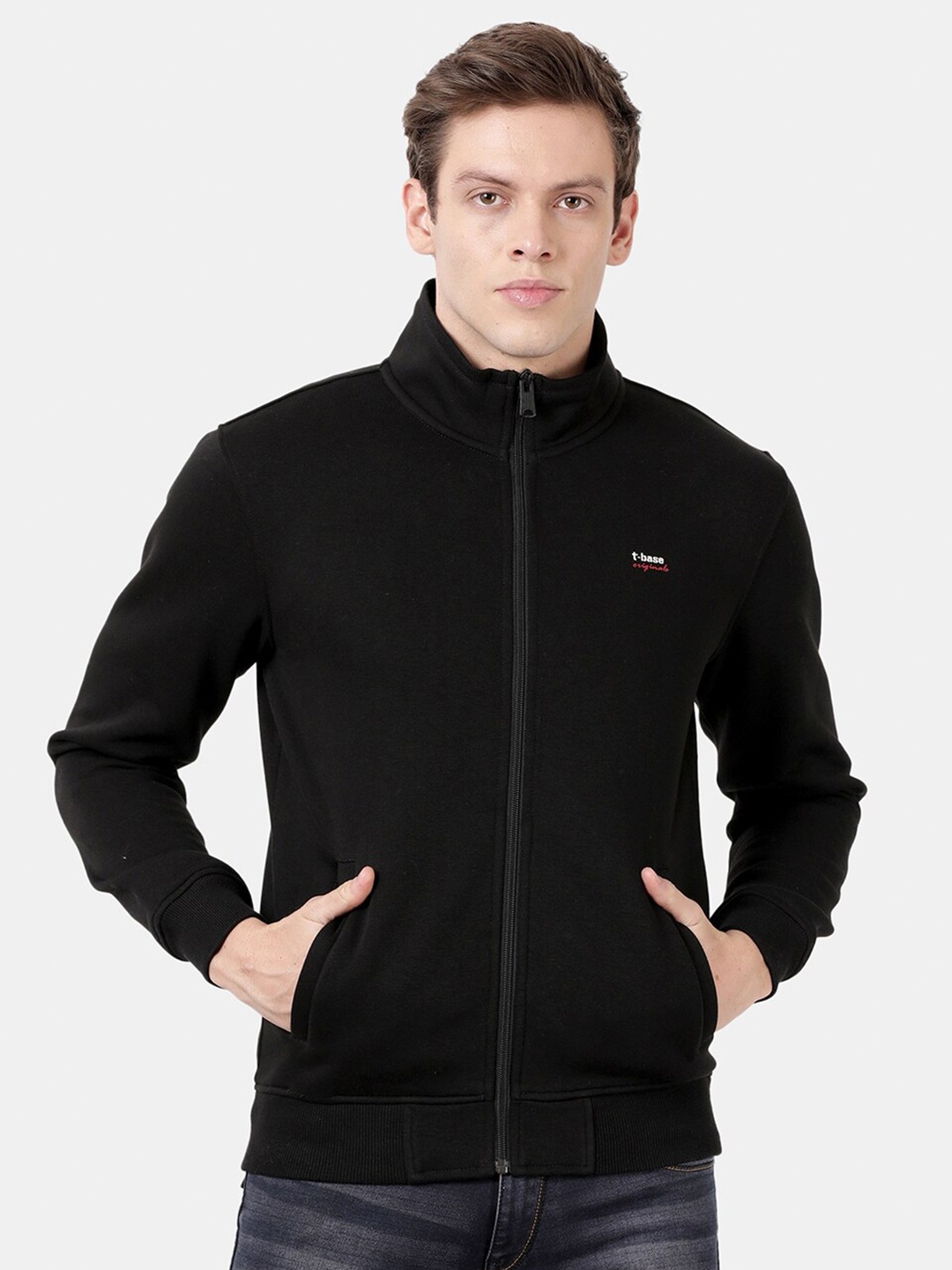 

t-base Men Black Solid Sweatshirt