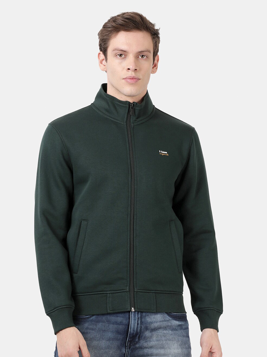 

t-base Men Green Solid Sweatshirt