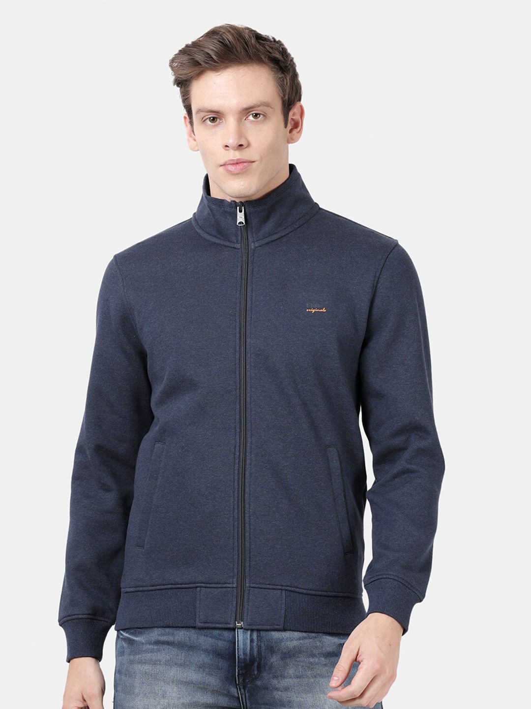 

t-base Men Navy Blue Fleece Sweatshirt