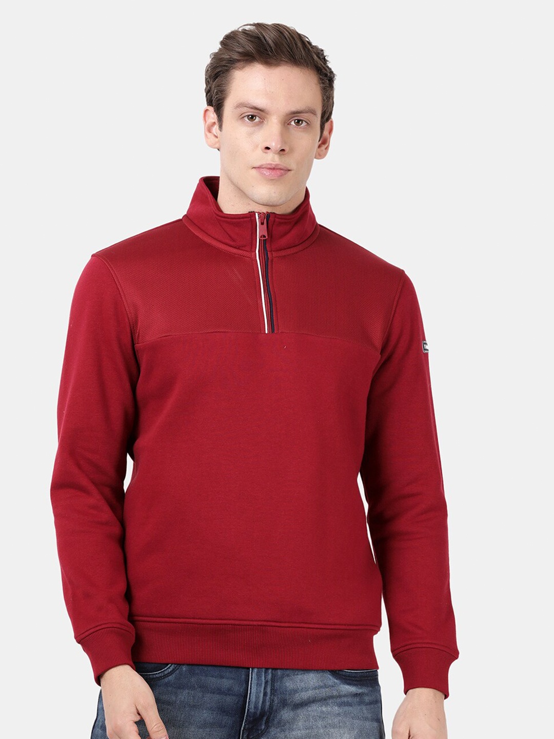 

t-base Men Red Solid Sweatshirt