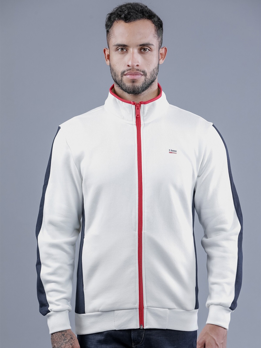 

t-base Men Off White Solid Sweatshirt