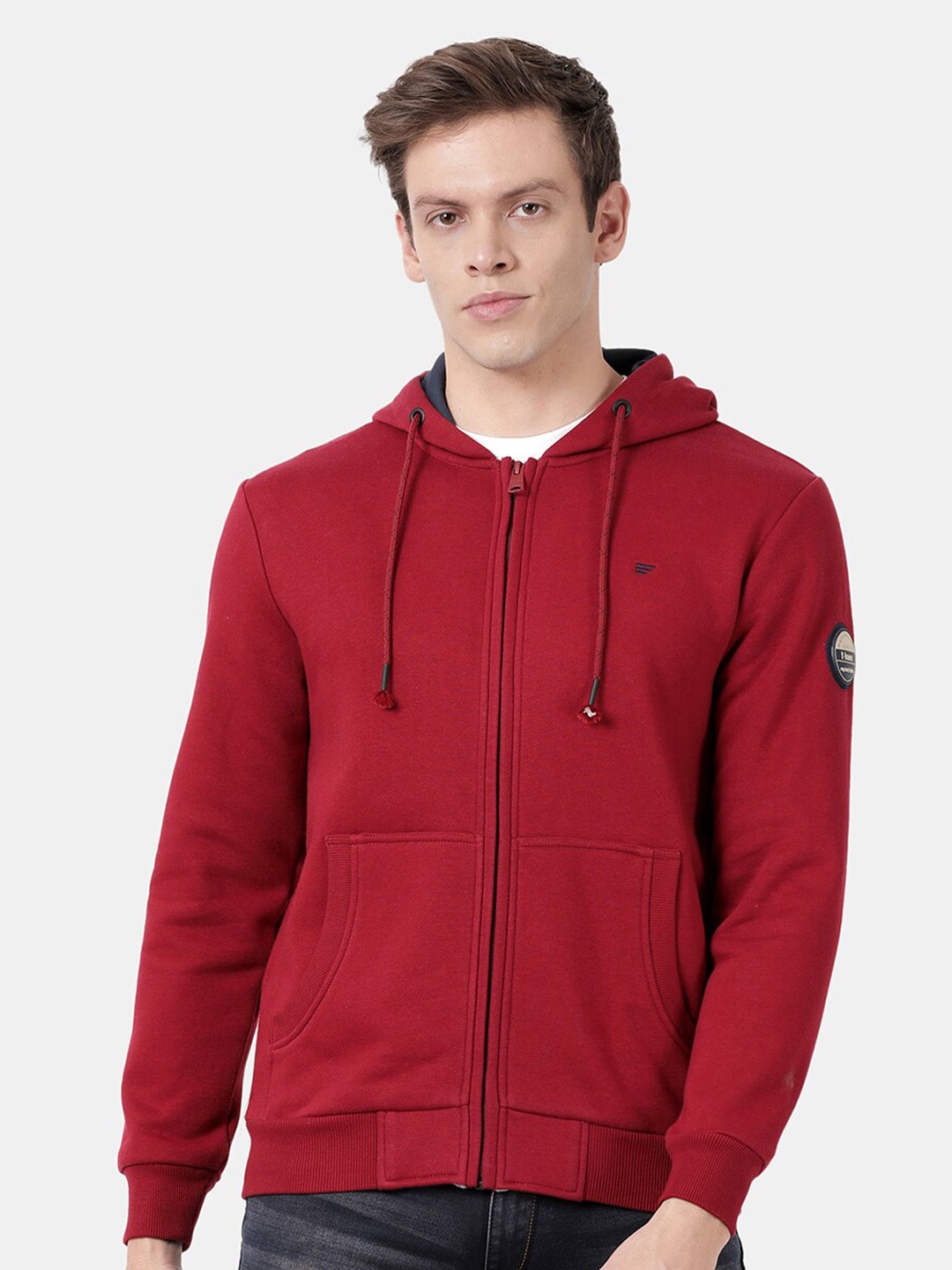 

t-base Men Red Fleece Hooded Sweatshirt