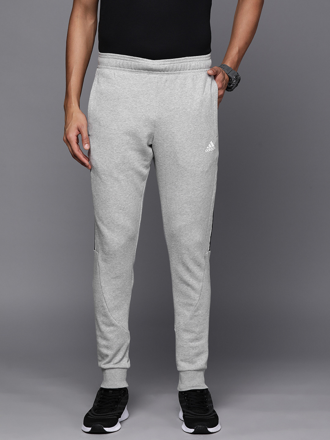 

ADIDAS Men Solid BL Joggers, Grey melange