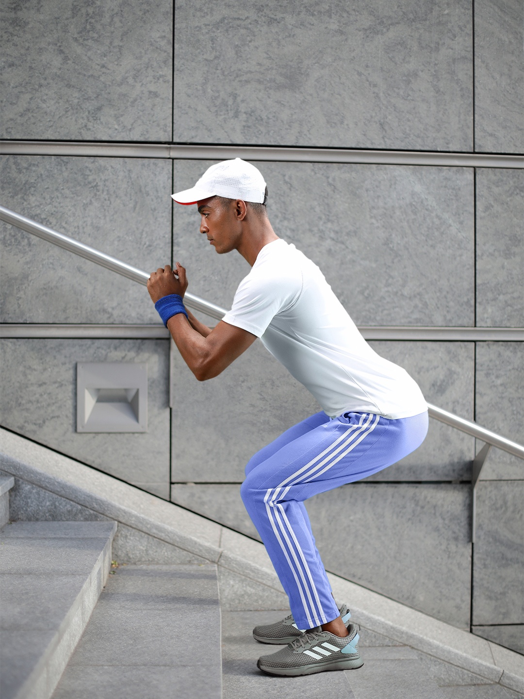 

ADIDAS Men Essential Single Jersey Tapered Fit Open Hem 3-Striped Track Pants, Blue