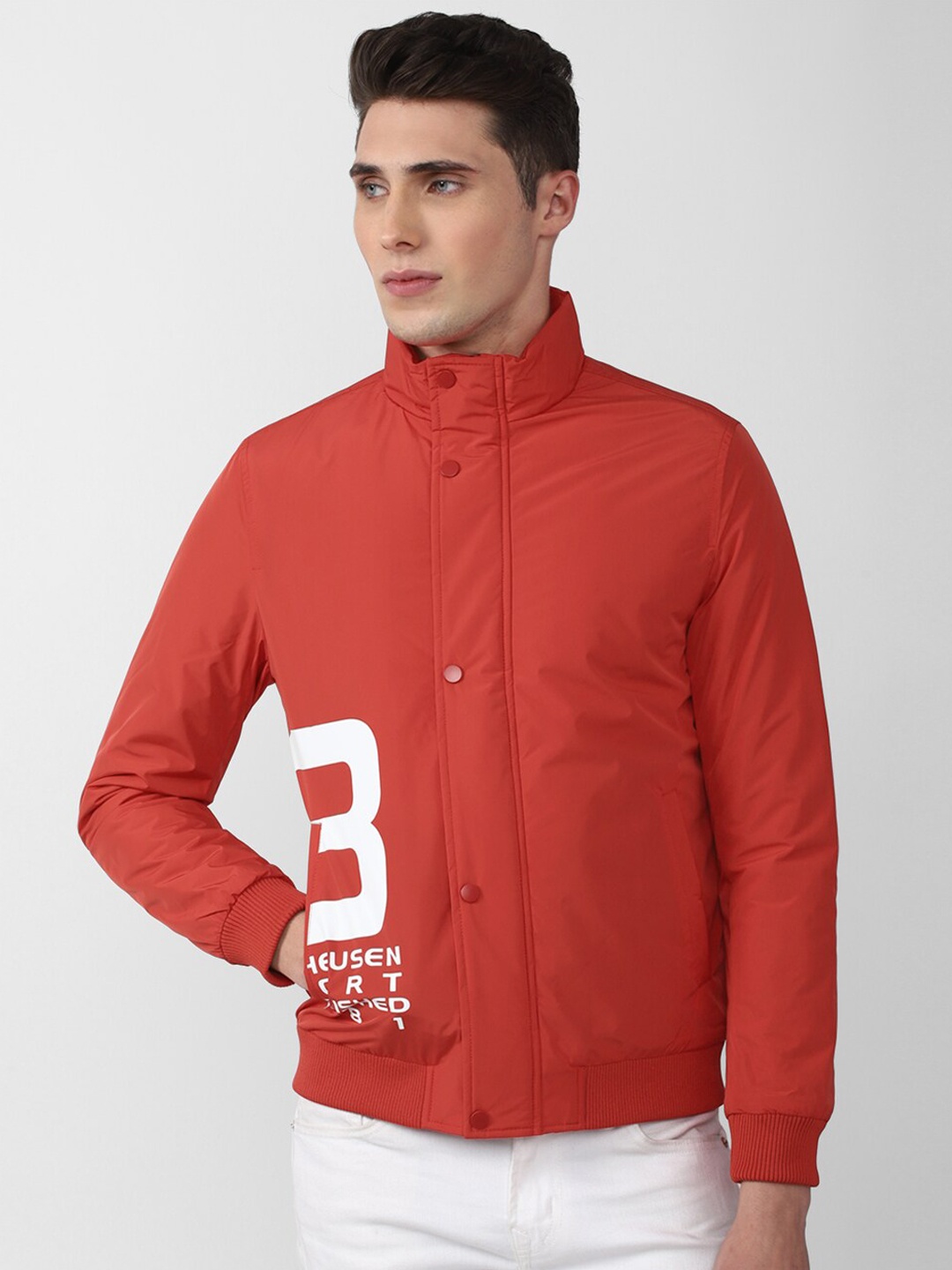 

Van Heusen Sport Men Orange White Bomber Jacket