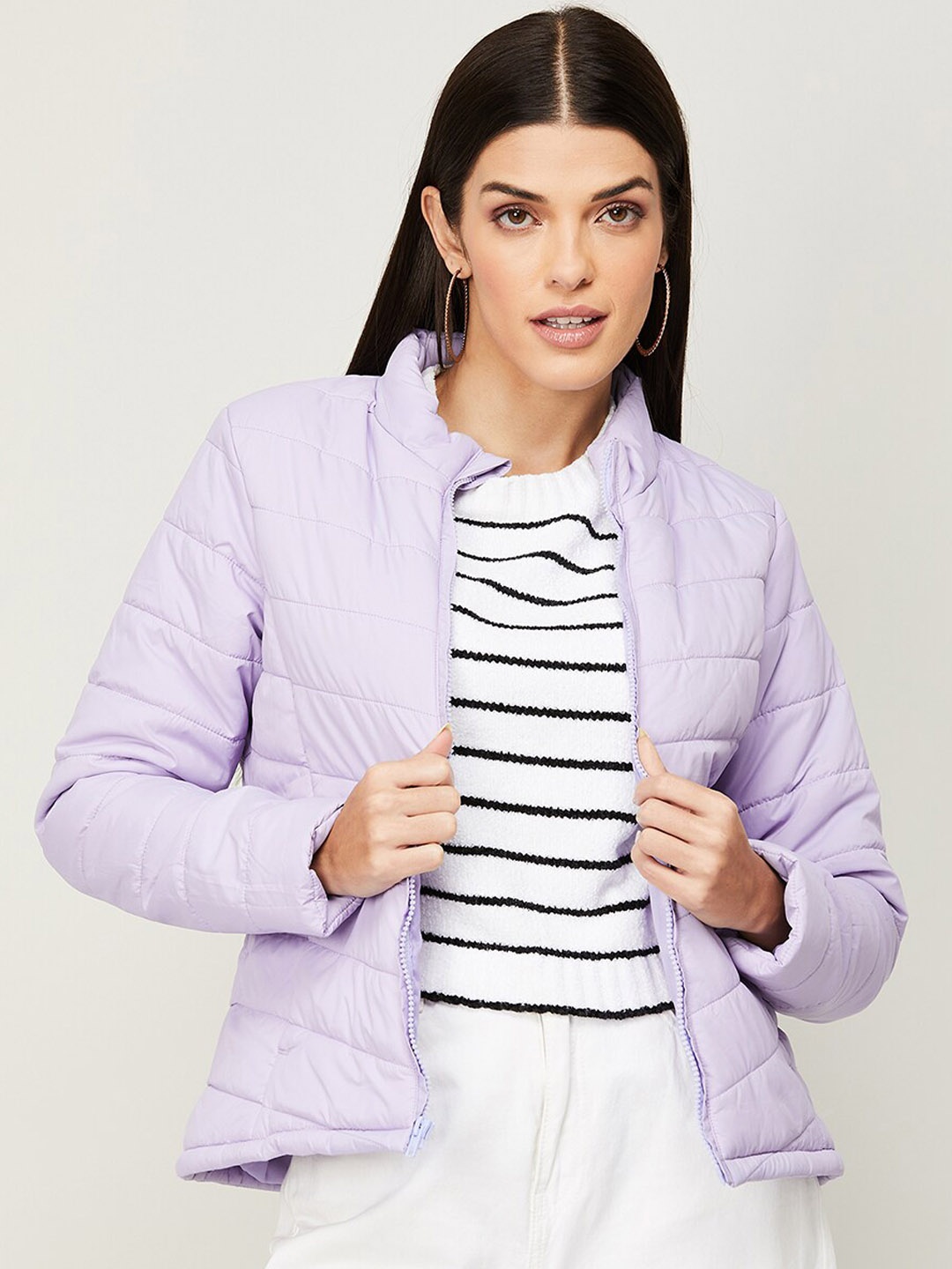 

Ginger by Lifestyle Women Lavender Geometric Lightweight Padded Jacket