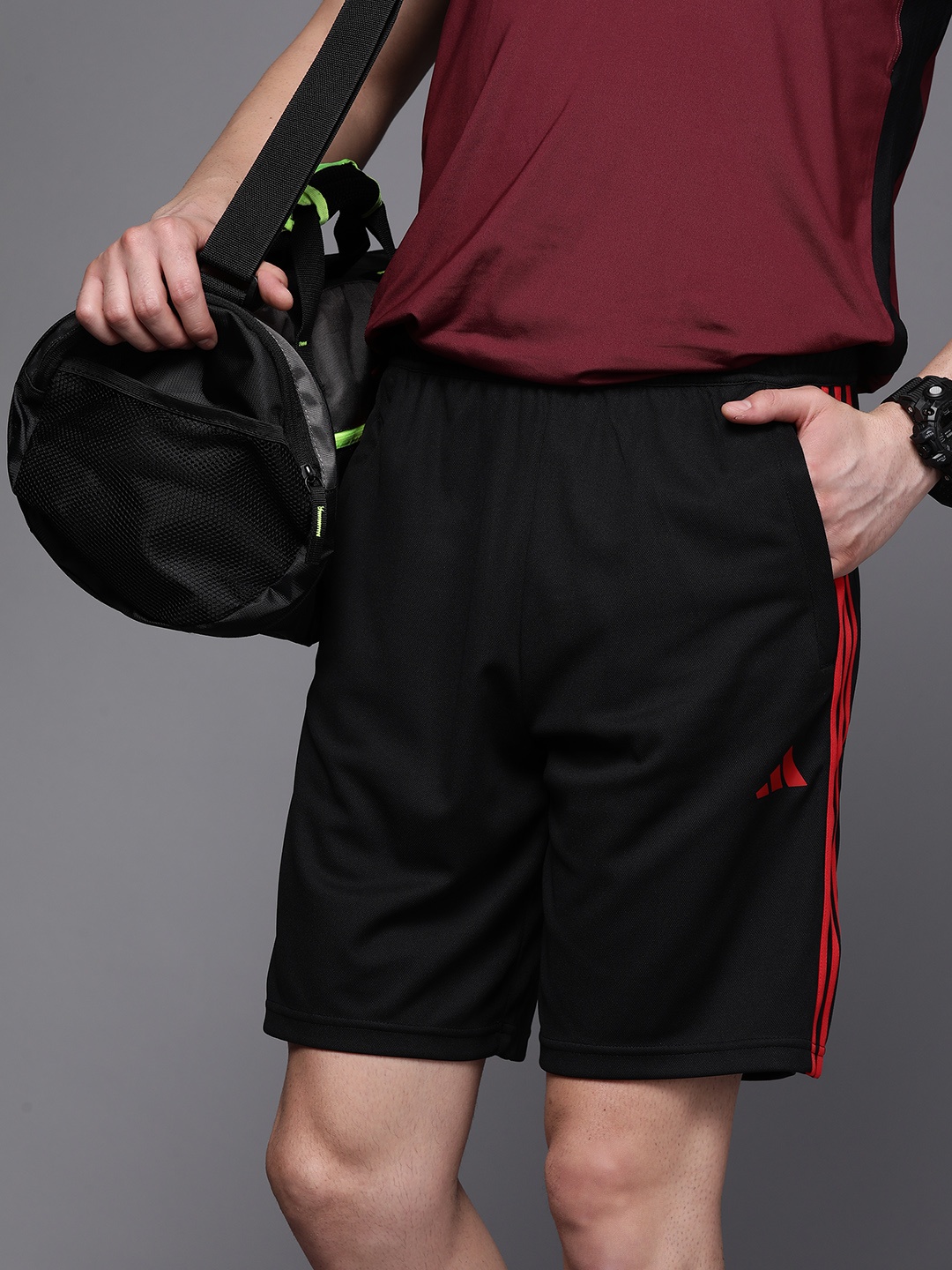

ADIDAS Men Training Essentials PIQ 3 Stripes Sports Shorts, Black