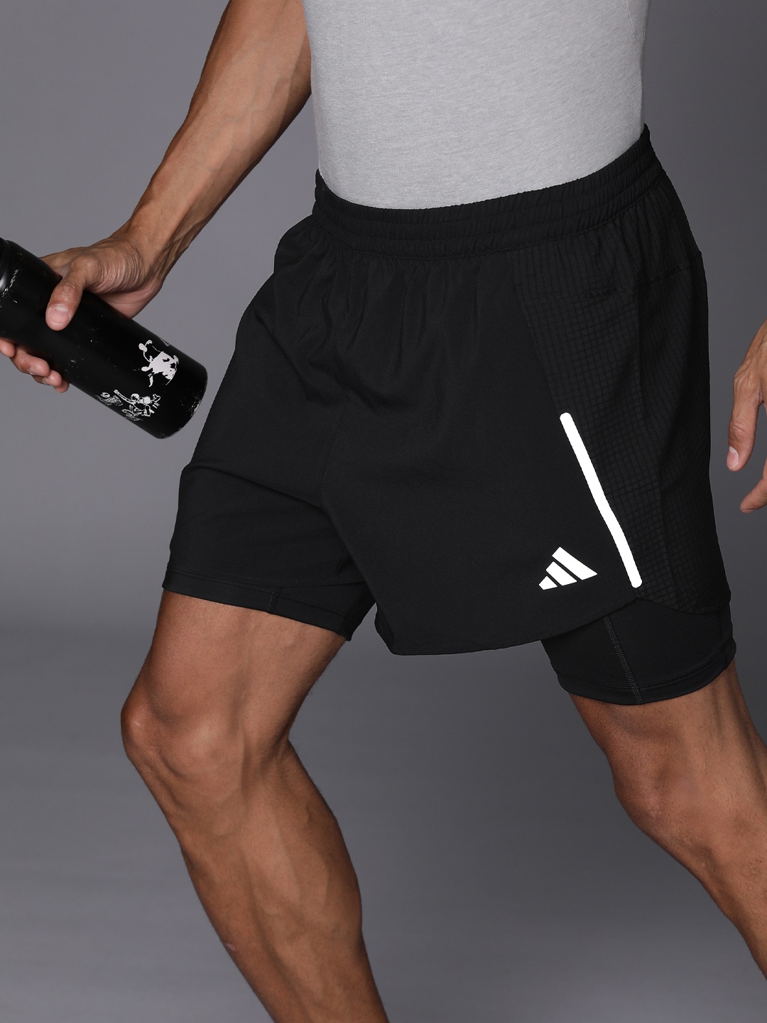 

ADIDAS Men 2-IN-1 Running Shorts, Black