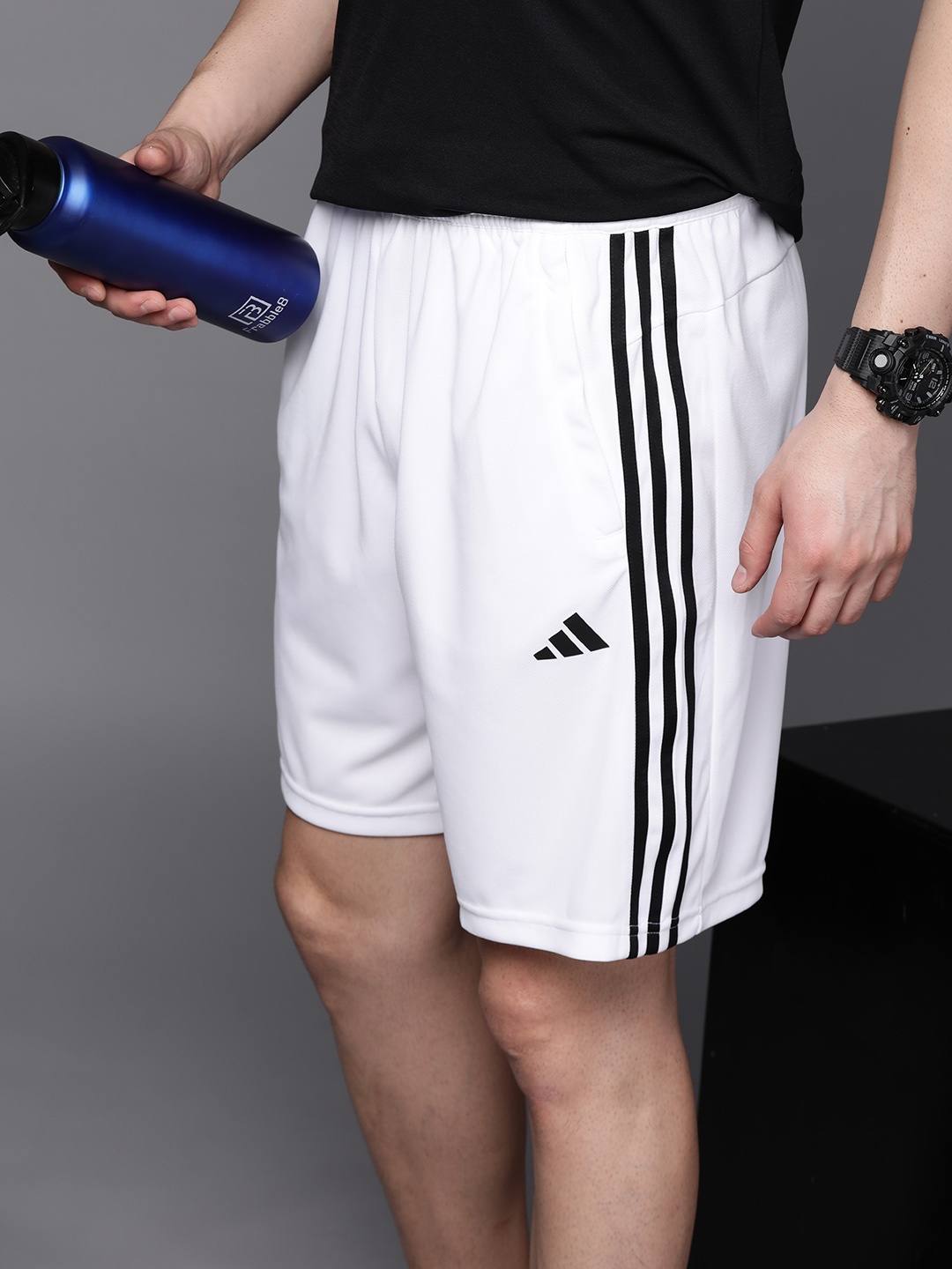 ADIDAS Men TR-ES PIQ 3 Stripes Sports Shorts, White