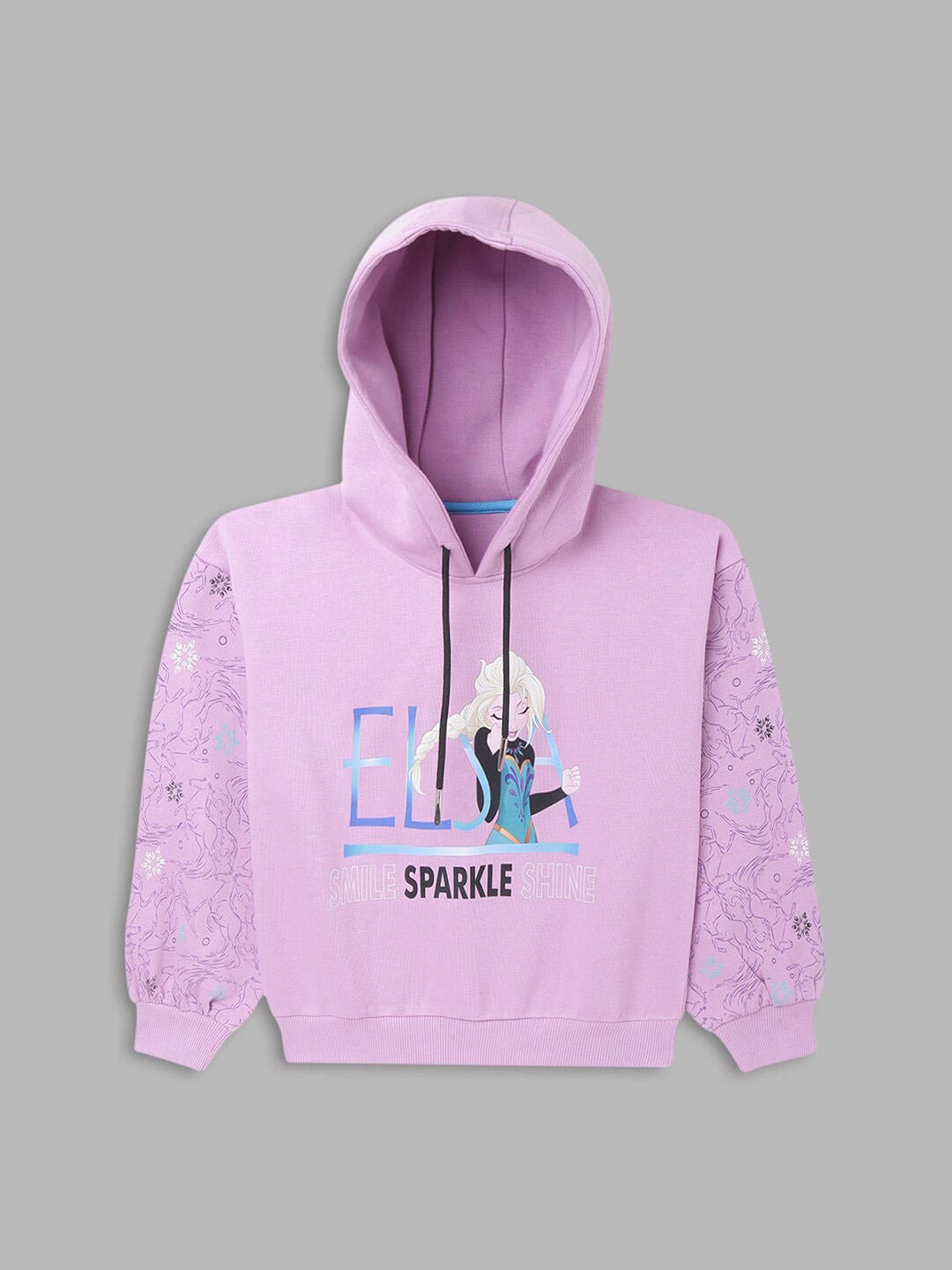 

Blue Giraffe Girls Lavender Printed Hooded Cotton Sweatshirt