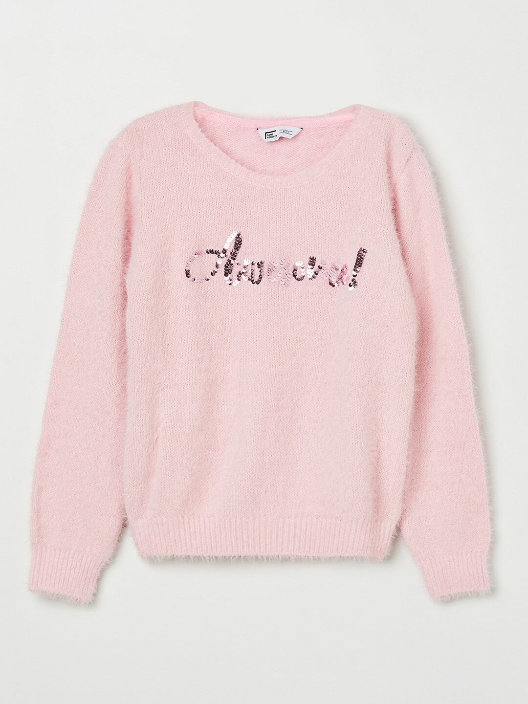 

Fame Forever by Lifestyle Girls Pink Typography Pullover with Embellished Detail
